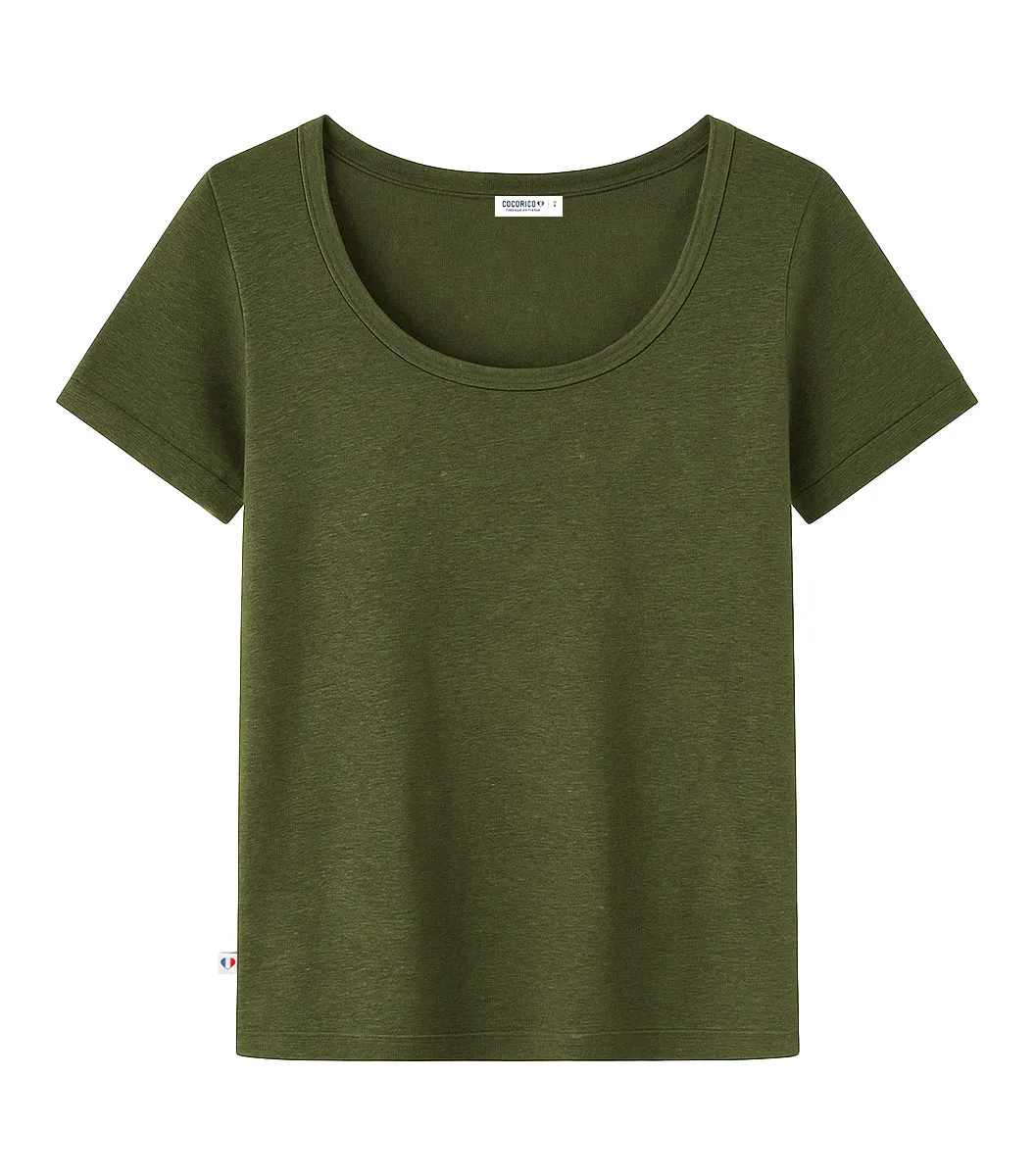 Cocorico Intemporel t-shirt femme kaki lin