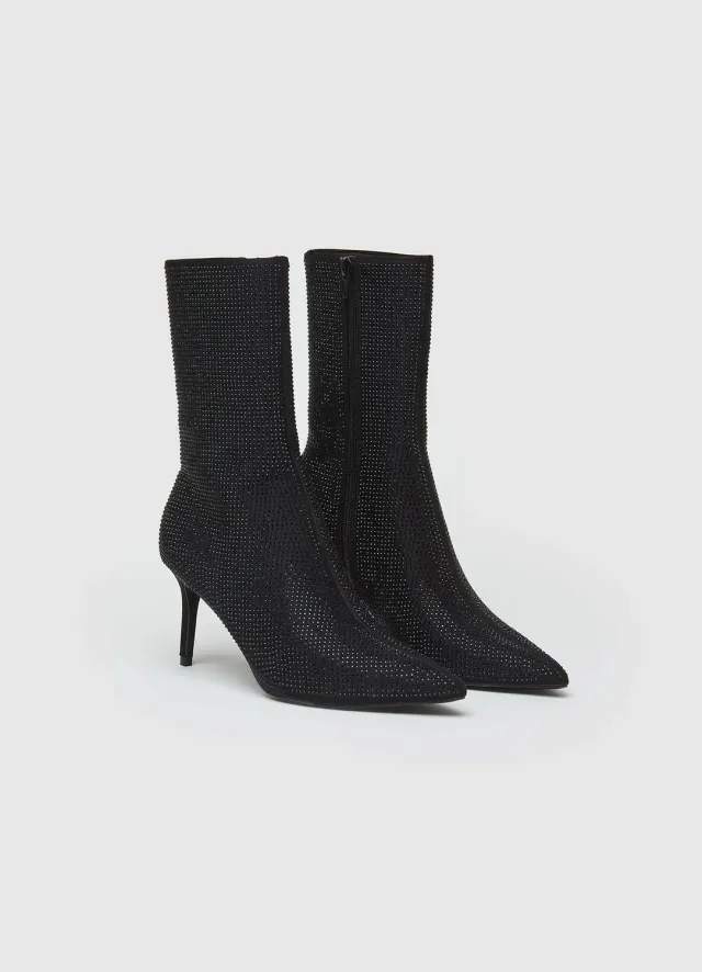 Calliope bottine strass femme talon aiguille zippée