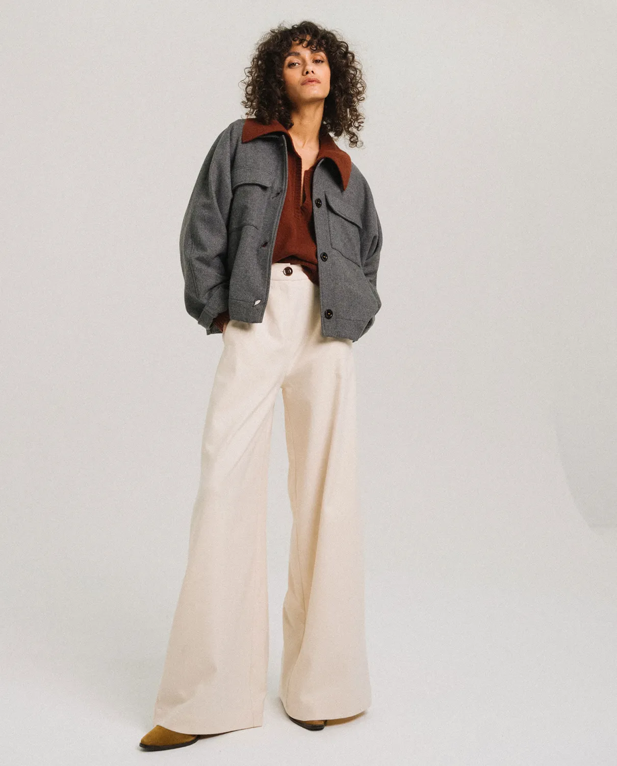 TINSELS EJAZ pantalon ECRU flanelle chaude