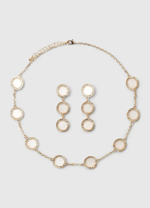 Calliope Parure collier boucles d'oreilles pendants ronds