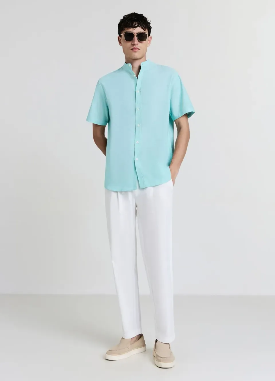 Calliope chemise coréenne lin coton homme manches courtes