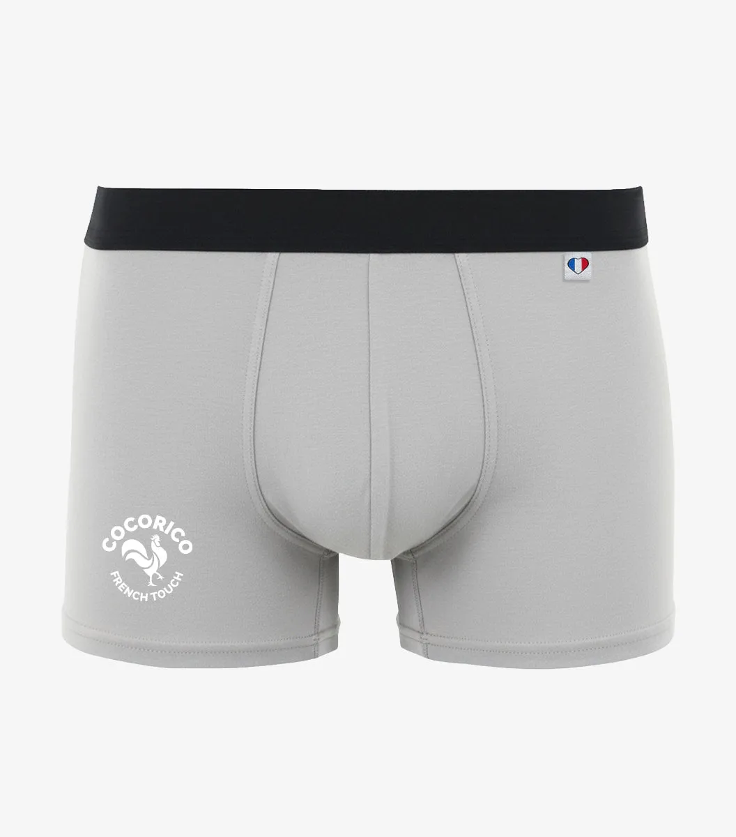 Cocorico Coq Français boxer homme gris coton stretch