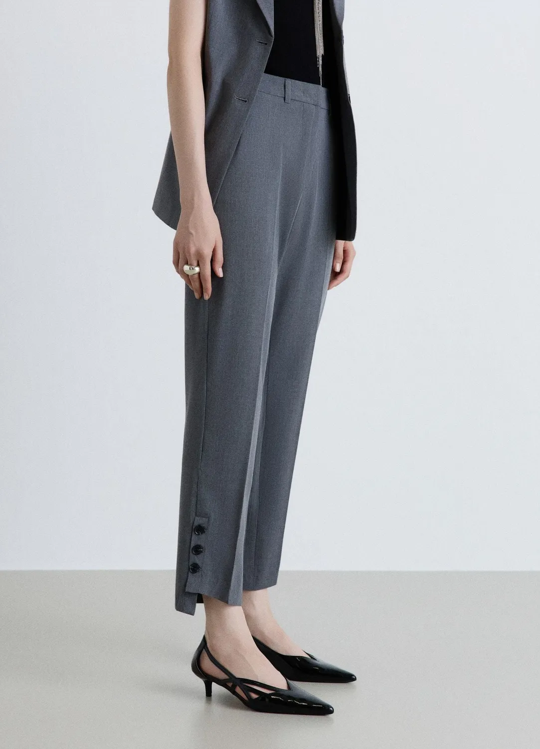 Calliope pantalon cigarette femme boutons bas