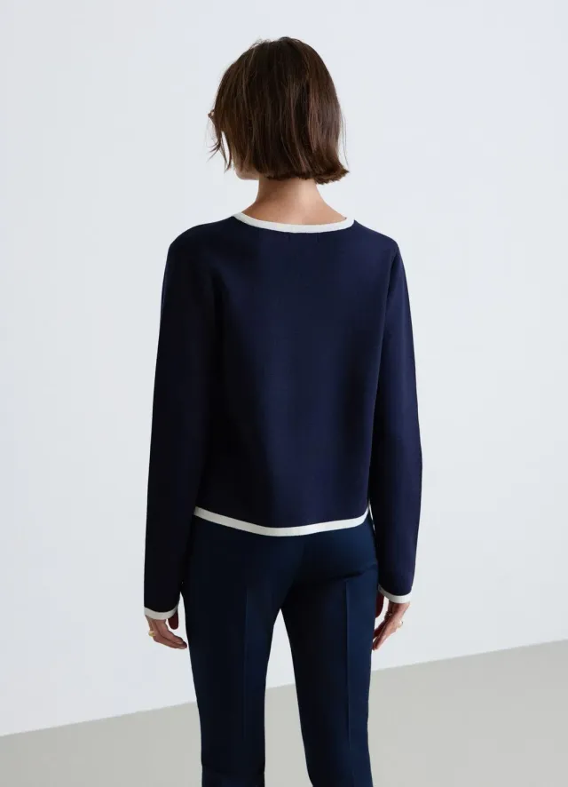 Calliope cardigan femme boutons bijou liseré contraste