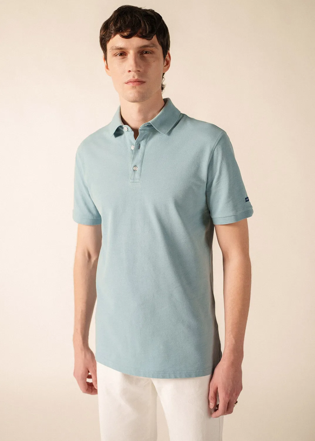 Saint James Rayan polo coton celeste clair coupe droite homme