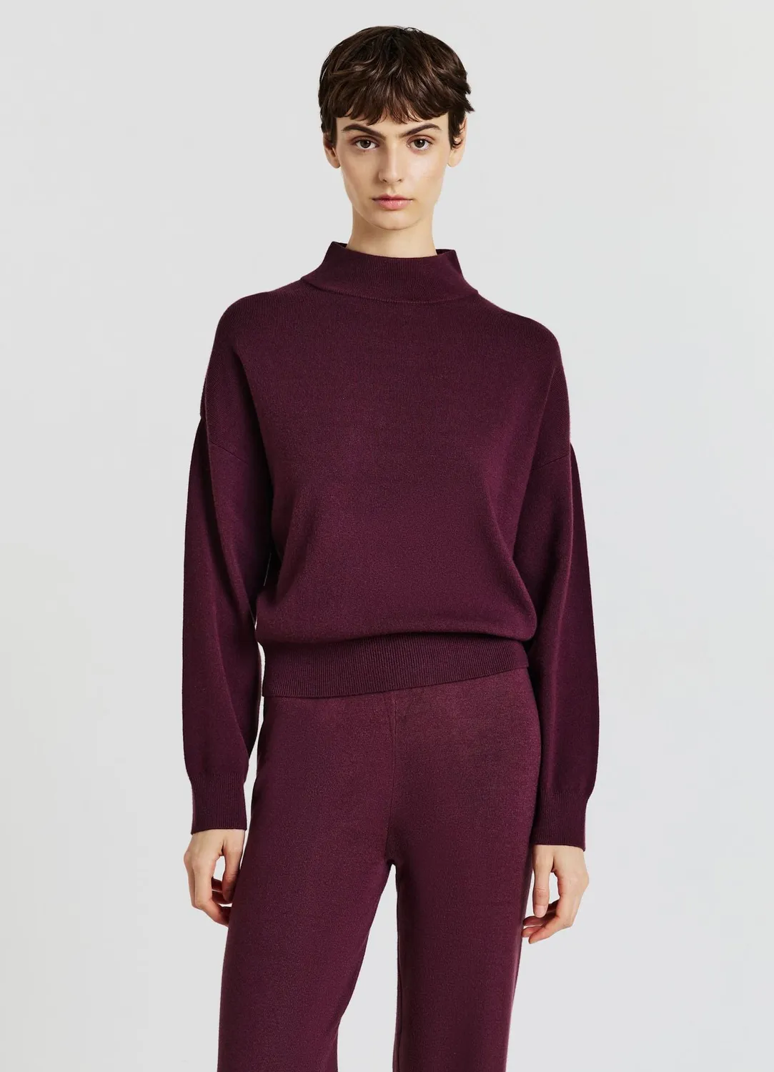 Calliope Pull col montant uni manches longues femme