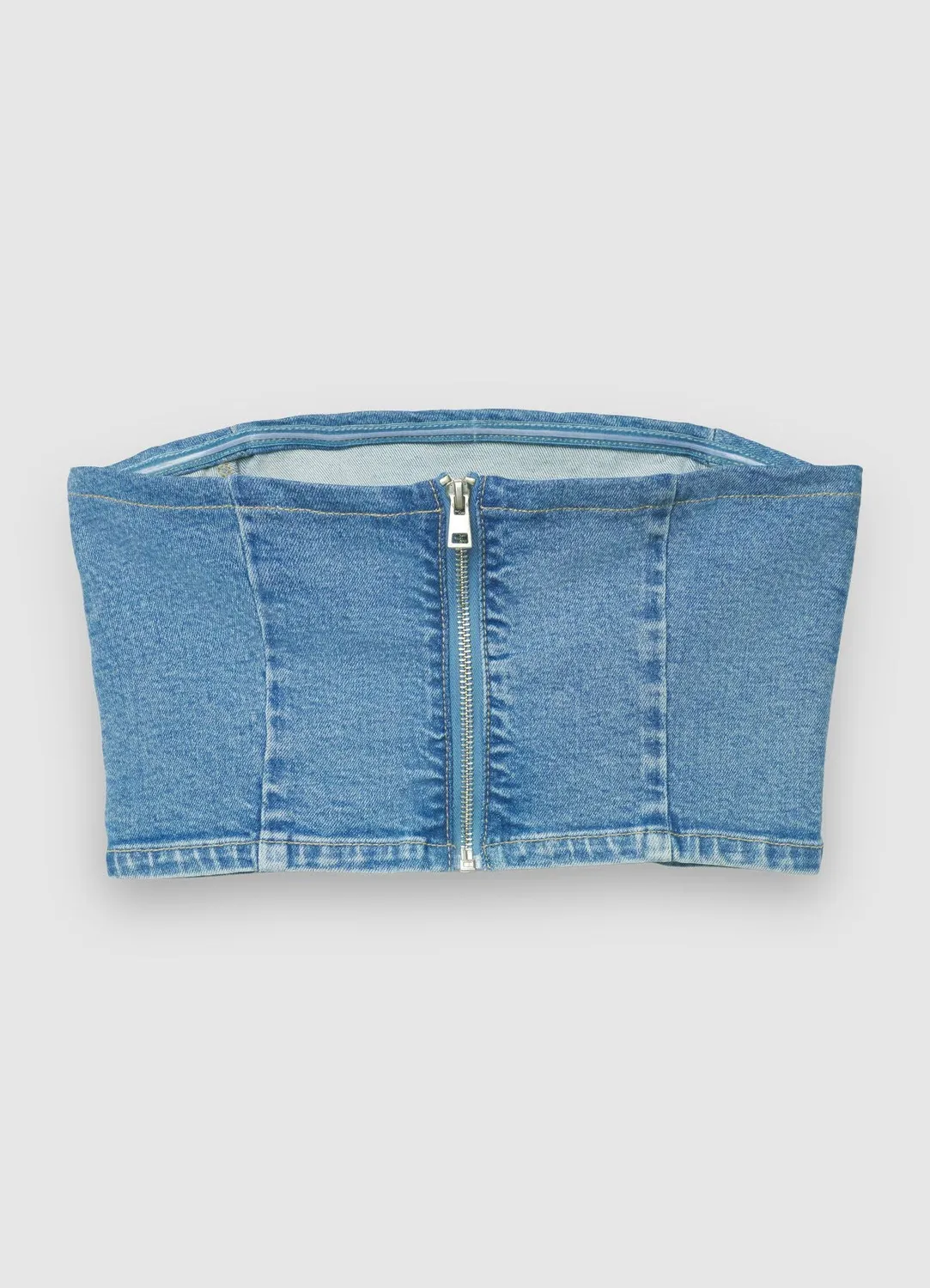 Calliope top bandeau femme denim uni à strass