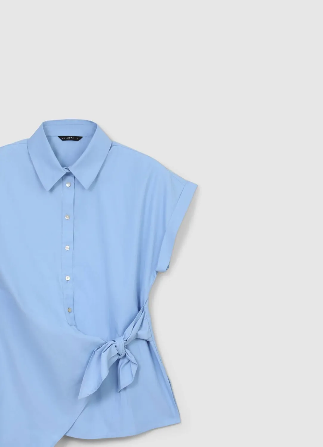 Calliope Noeud chemise femme coton manches courtes