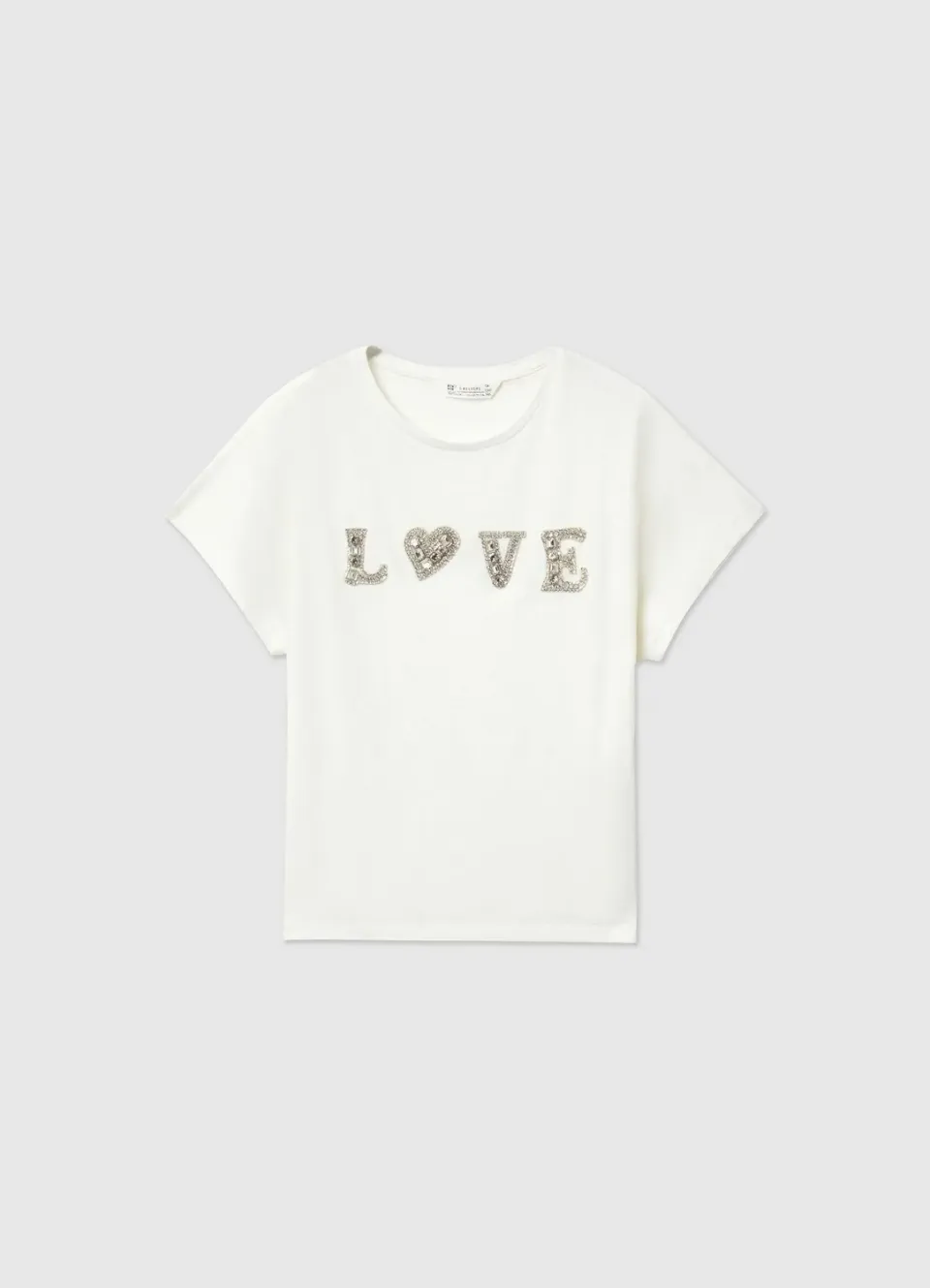 Calliope scritta strass t-shirt fille col rond