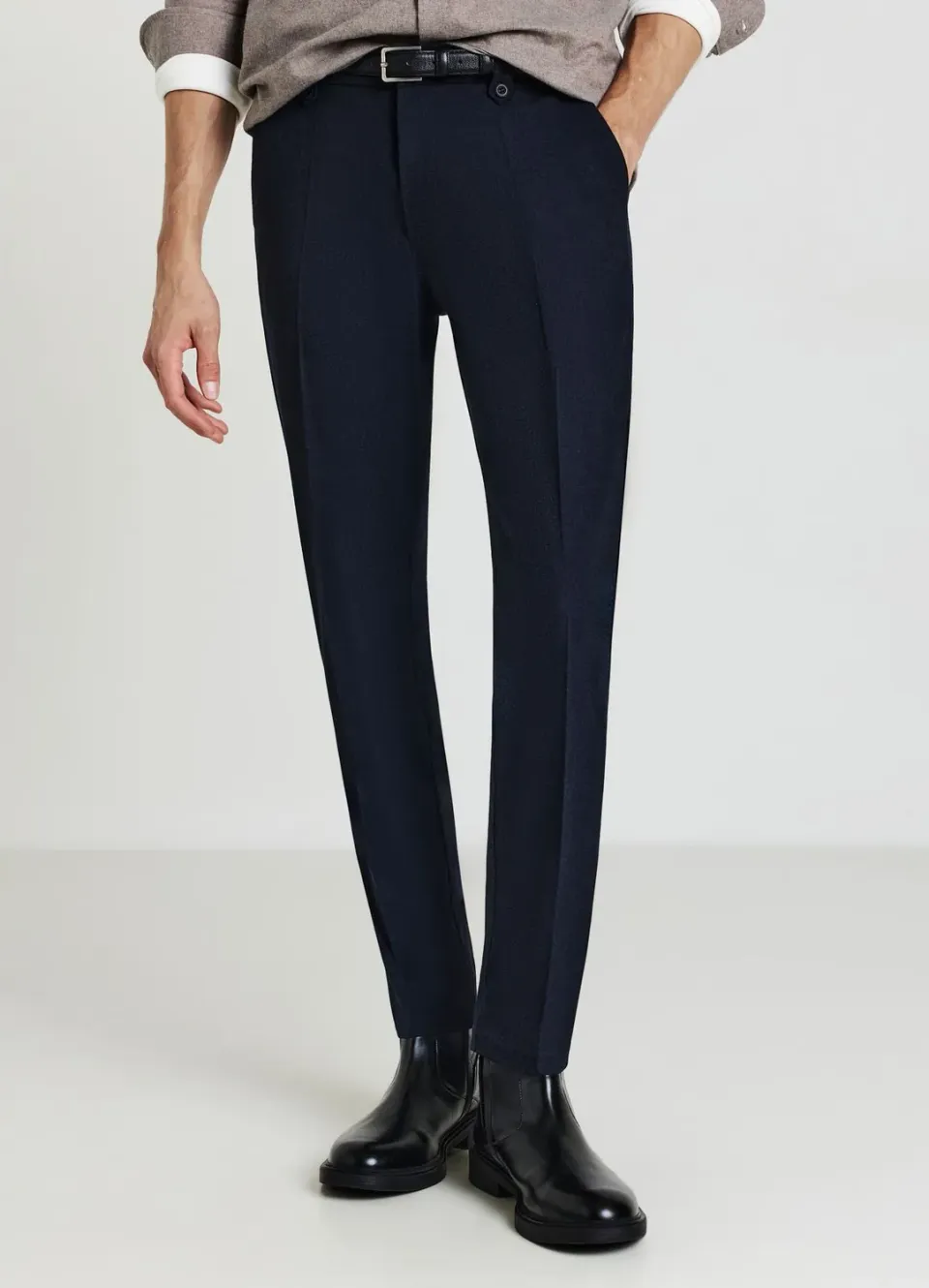 Calliope pantalon homme uni droit zip bouton classique