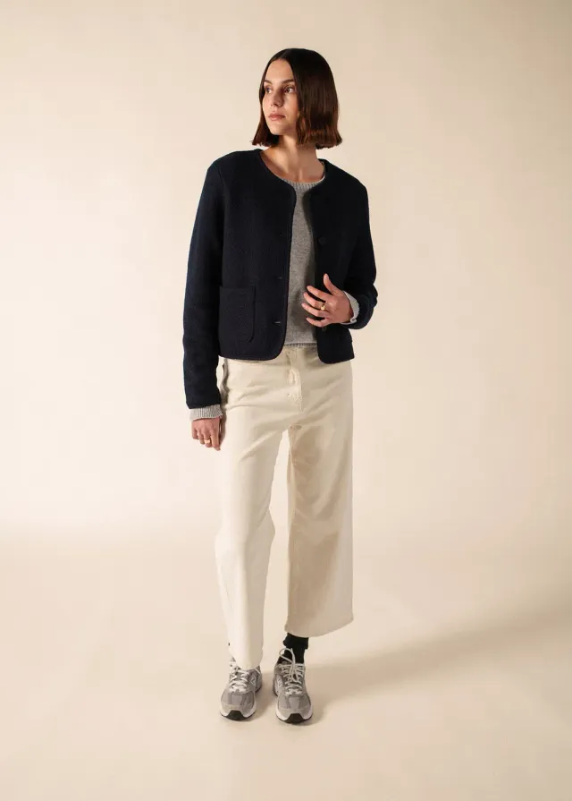 Saint James Jura veste navy laine bouillie femme