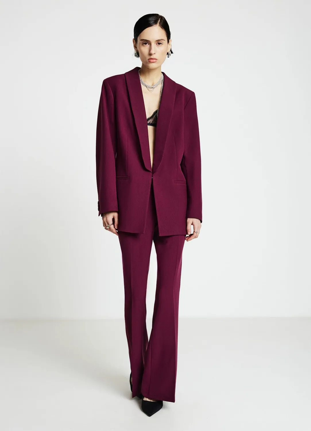 Calliope veste blazer femme col châle unie
