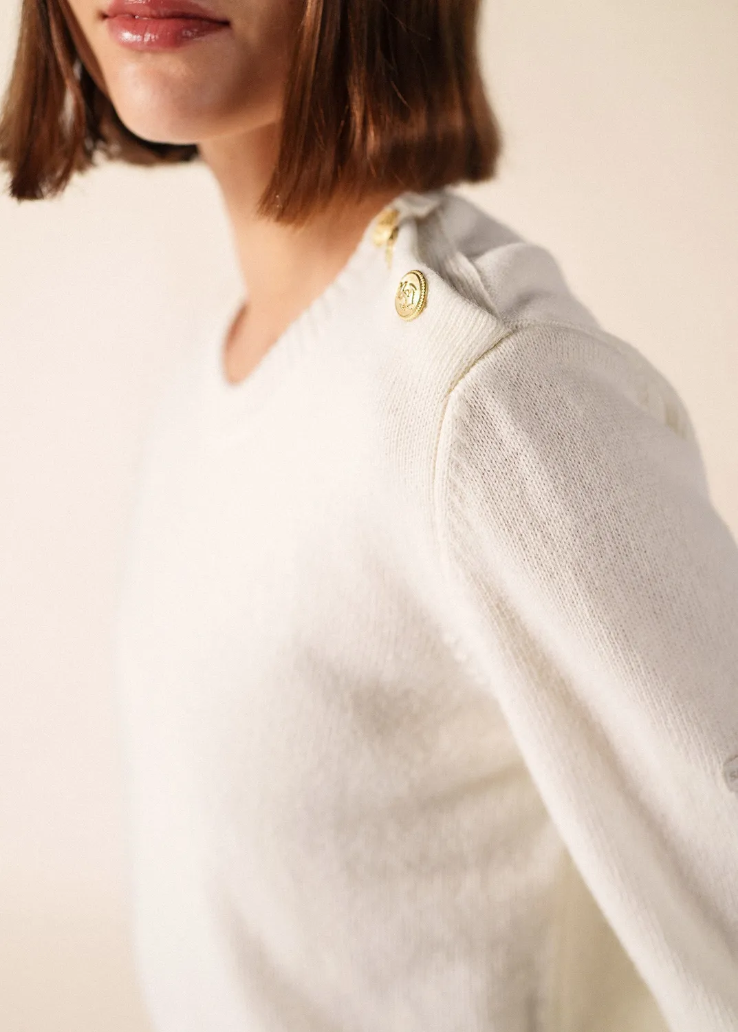 Saint James Talmine pull blanc d'hiver laine