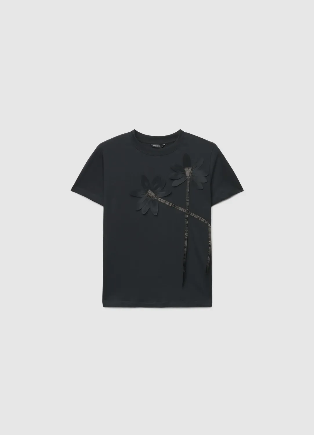 Calliope t-shirt femme fleurs appliquées col rond