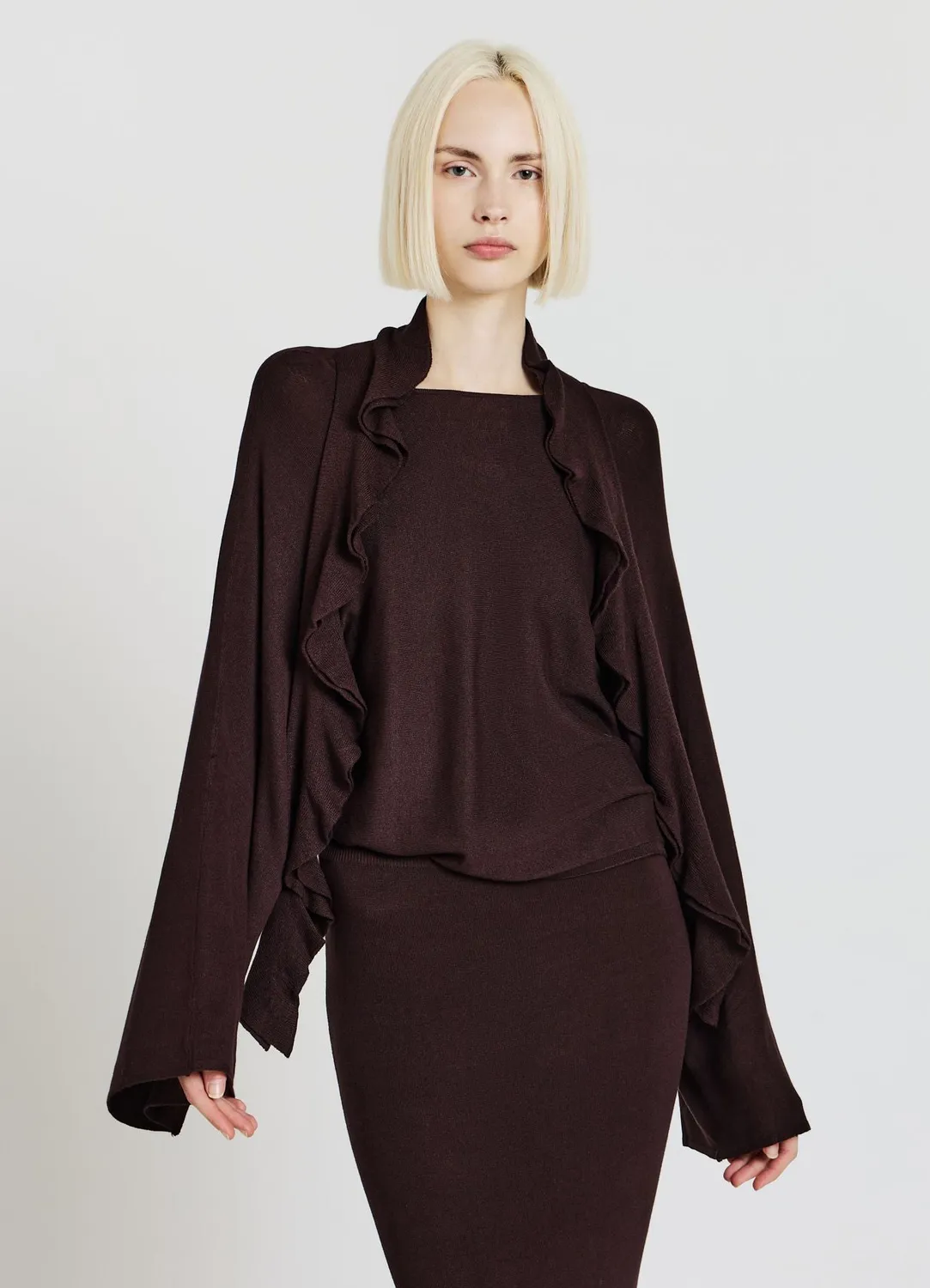 Calliope Pull volants maille fluide femme manches larges