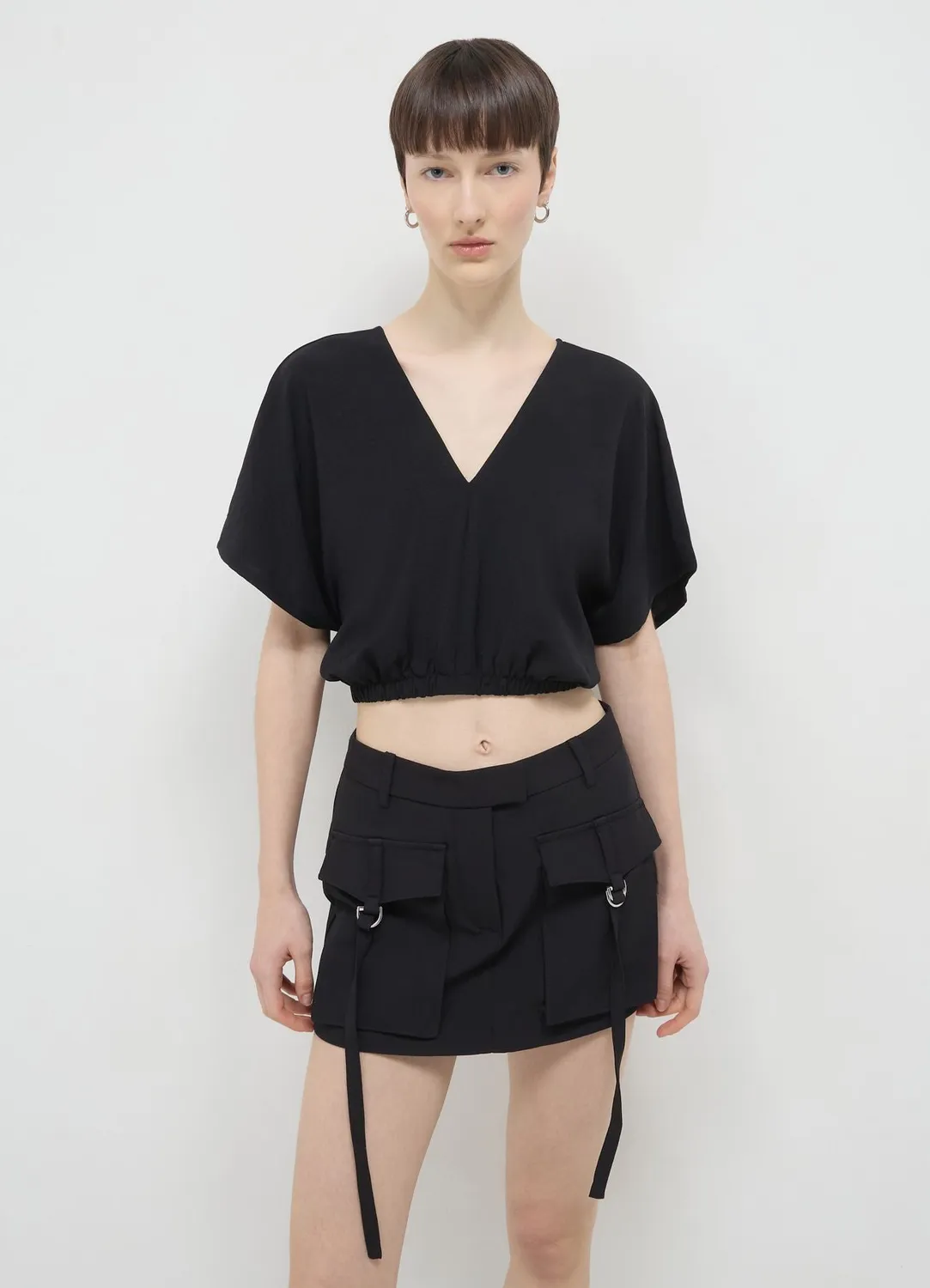 Calliope blouse femme col V manches courtes unie