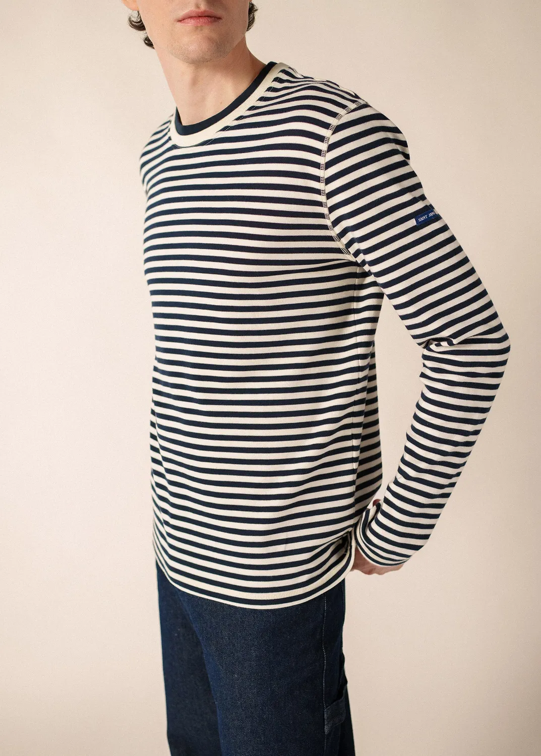 Saint James Martin t-shirt manches longues écume/amiral rayé