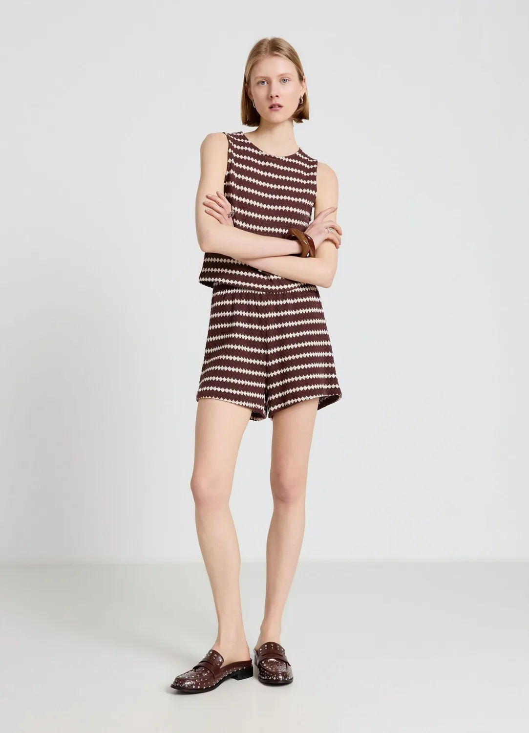 Calliope Short en maille rayé femme décontracté