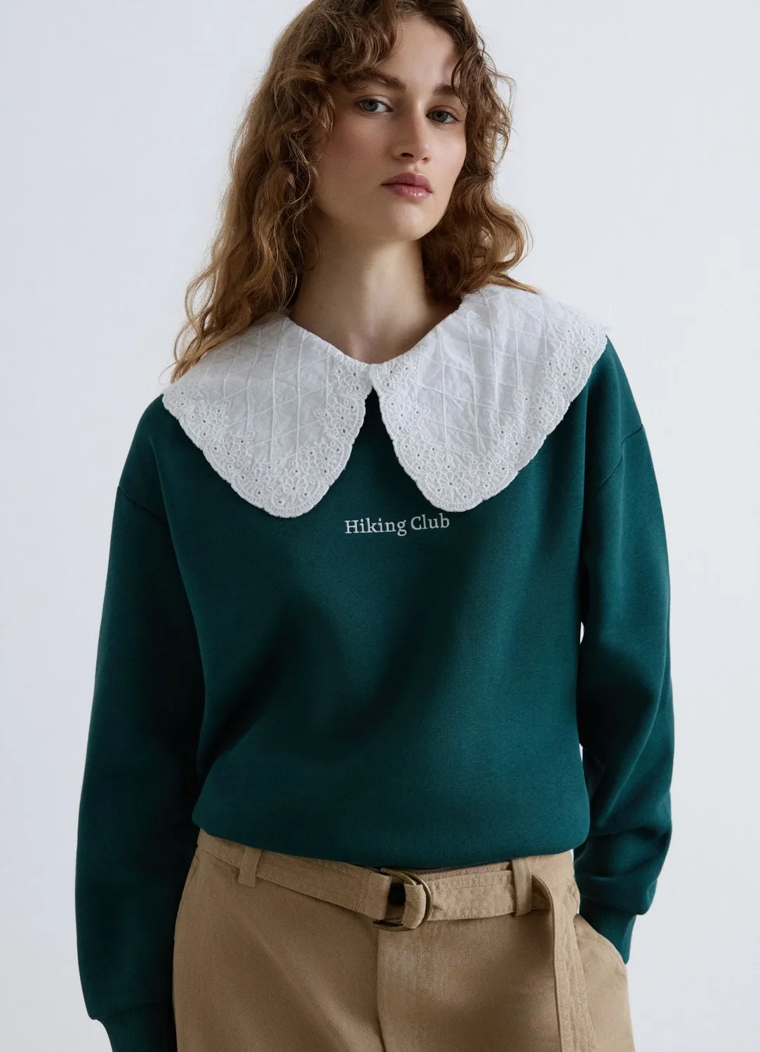 Calliope Sweat maxi colletto scritta sweat femme col brodé