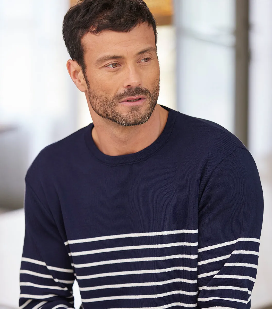Cocorico Marinière pull homme marine coton chaud