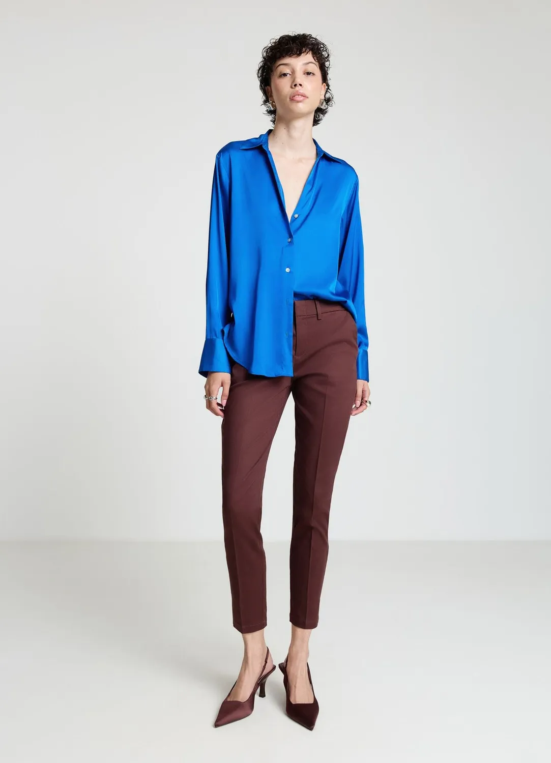 Calliope pantalon cigarette satin de coton femme bureau