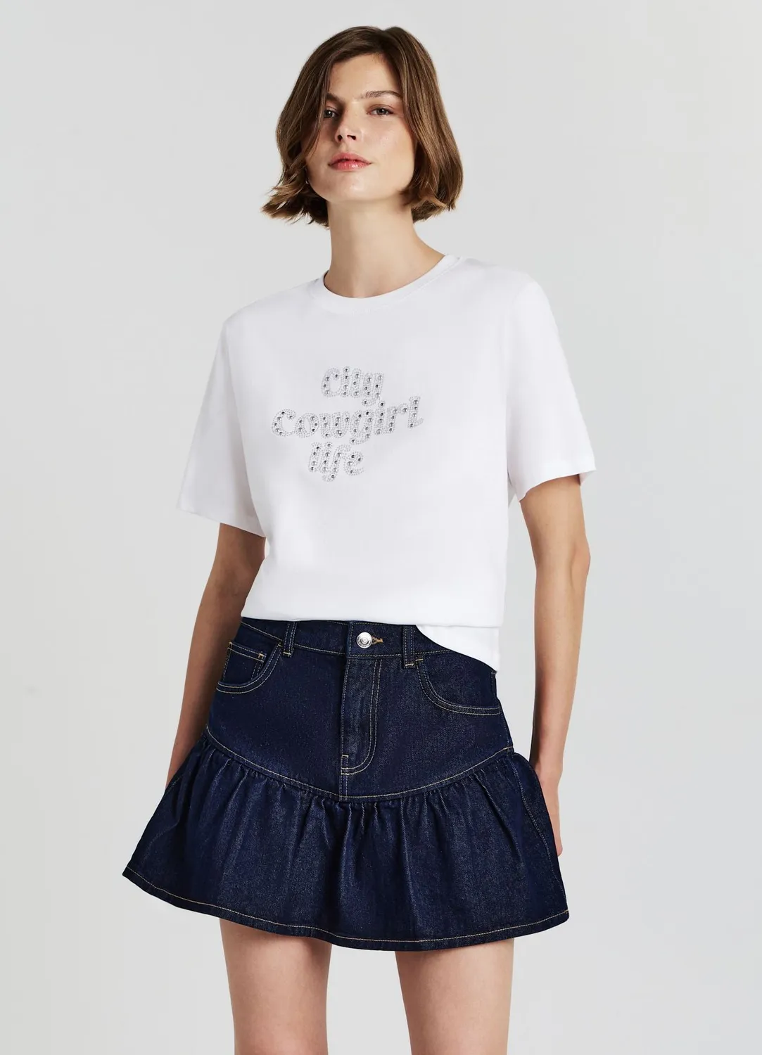 Calliope T-shirt scritta strass femme coton