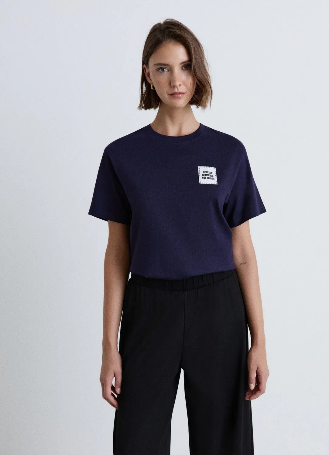 Calliope t-shirt patch femme col rond uni
