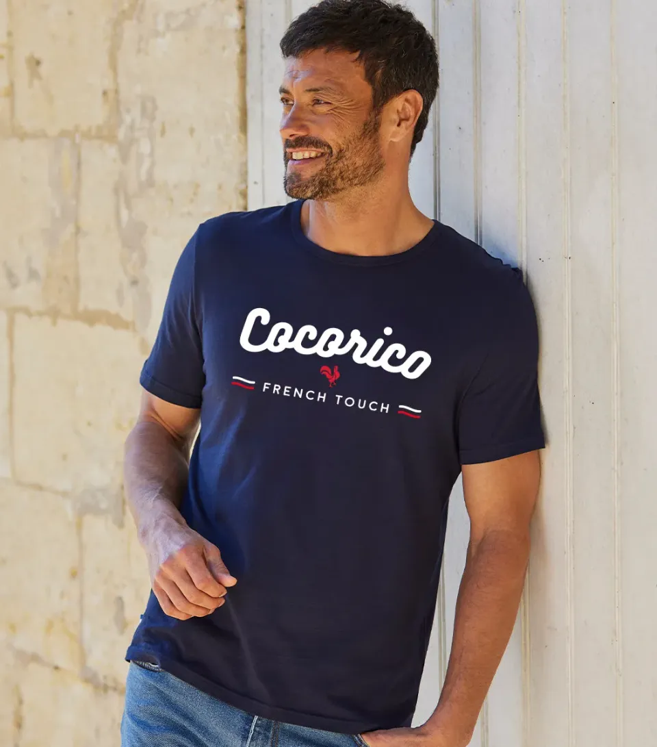 Cocorico French Touch t-shirt homme marine coton