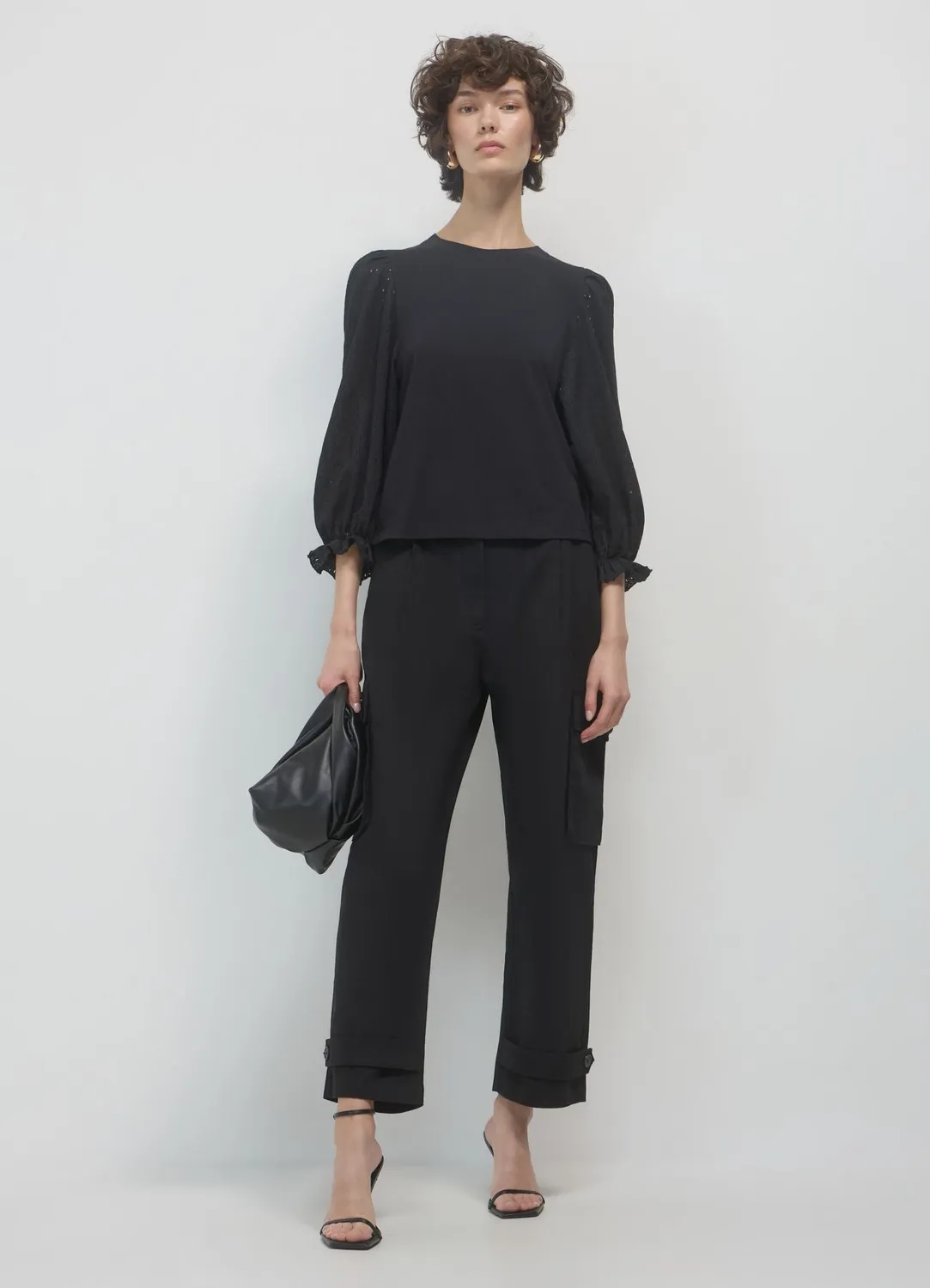 Calliope pull manches ajourees femme coton uni