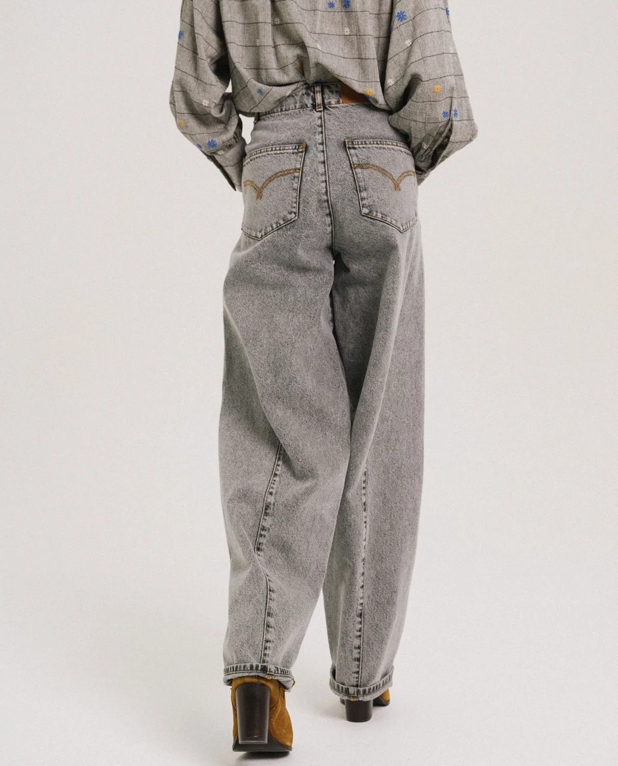 TINSELS FEDISON NUAGE jean barrel coton gris