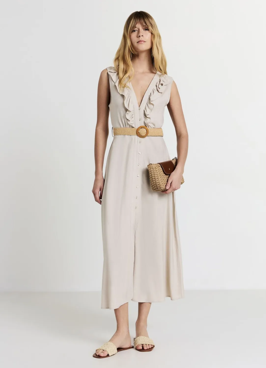 Calliope Chemisier Robe longue volants ceinture