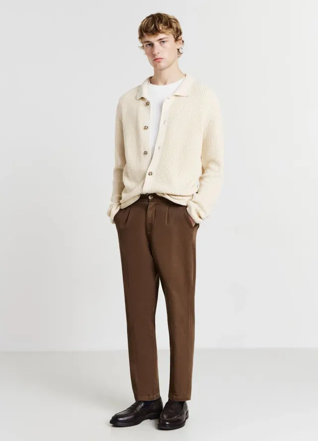 Calliope cardigan col chemise homme uni boutons