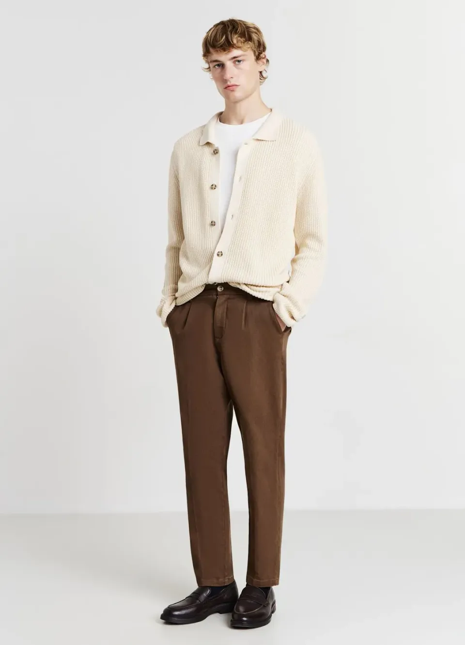 Calliope cardigan col chemise homme uni boutons