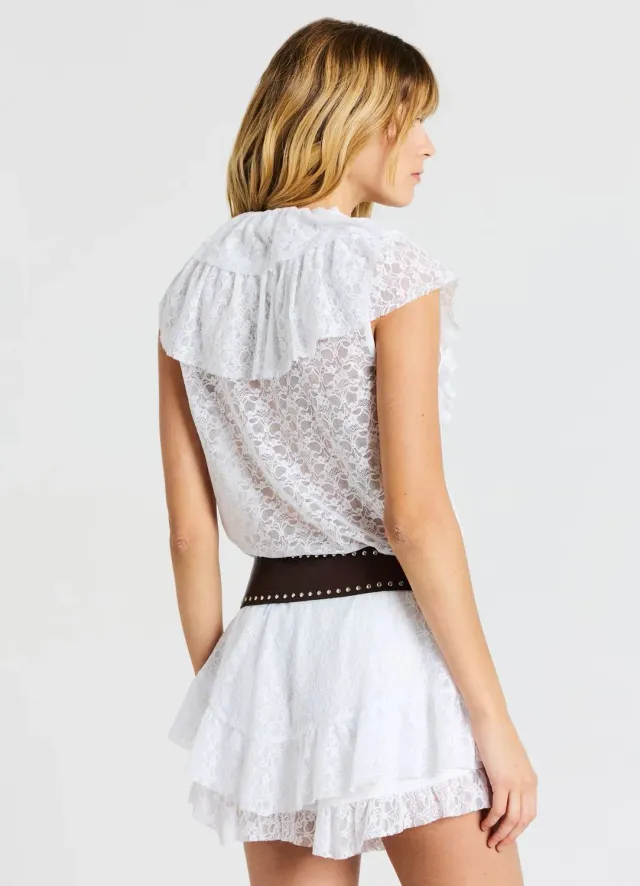 Calliope blouse dentelle femme volant manches courtes