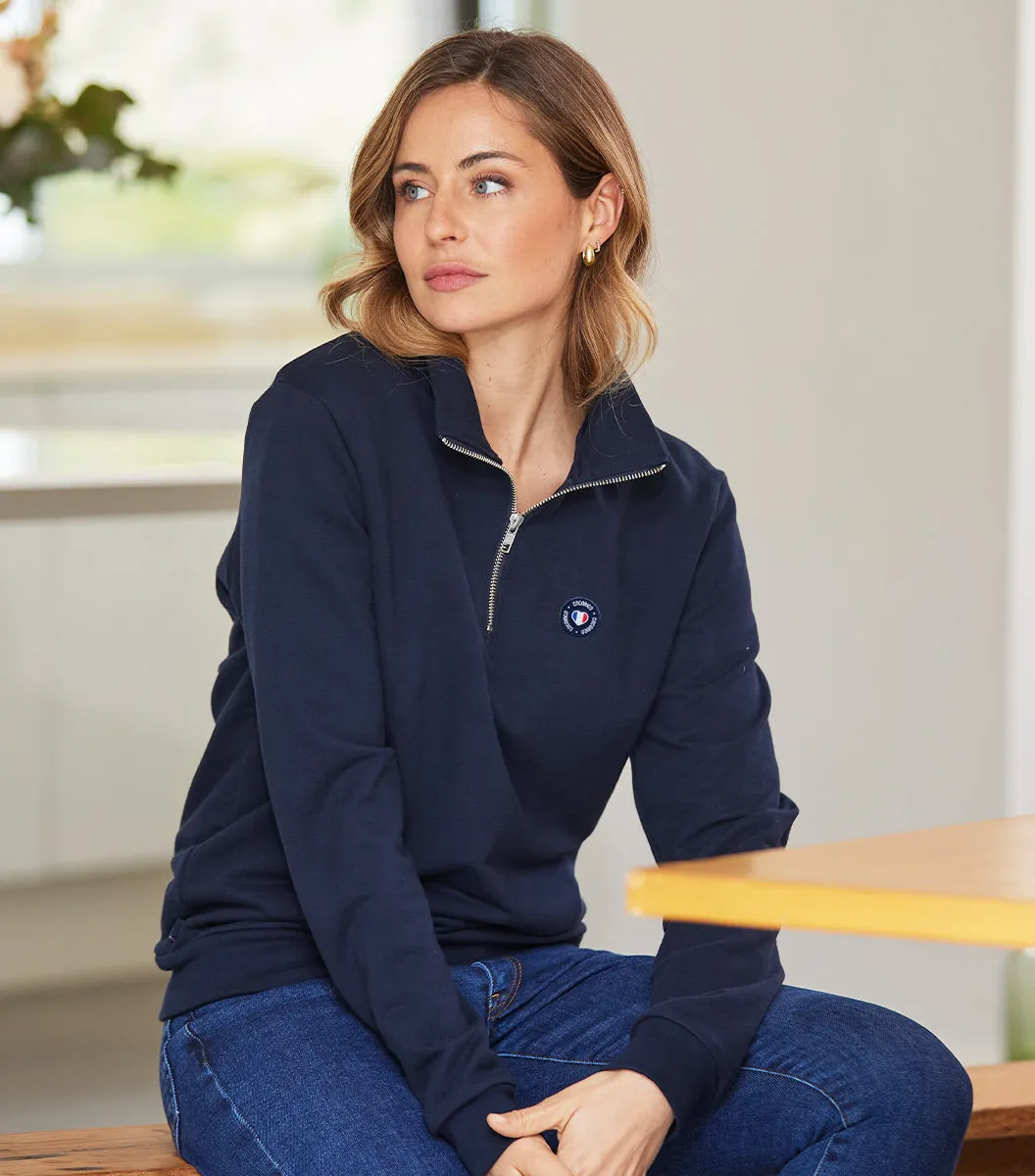 Cocorico Camionneur Blason sweat femme marine coton