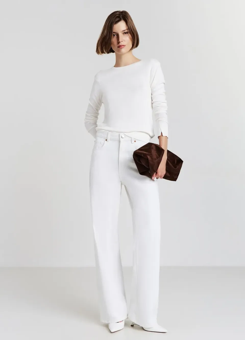 Calliope pull femme col rond manches longues uni