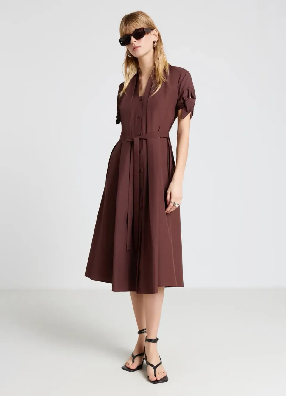 Calliope chemisier robe ceinture femme évasée