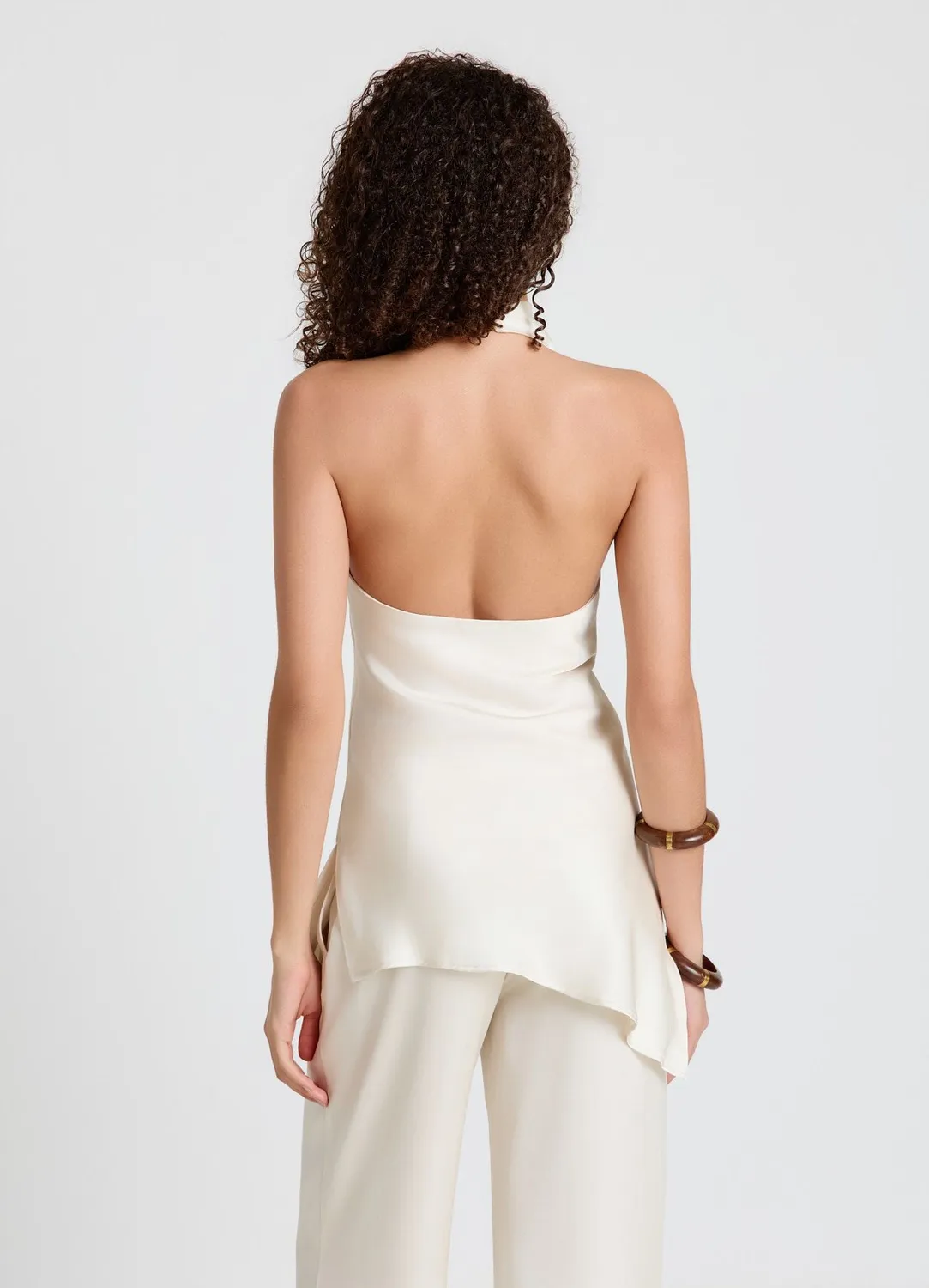 Calliope top halter satiné asymétrique femme