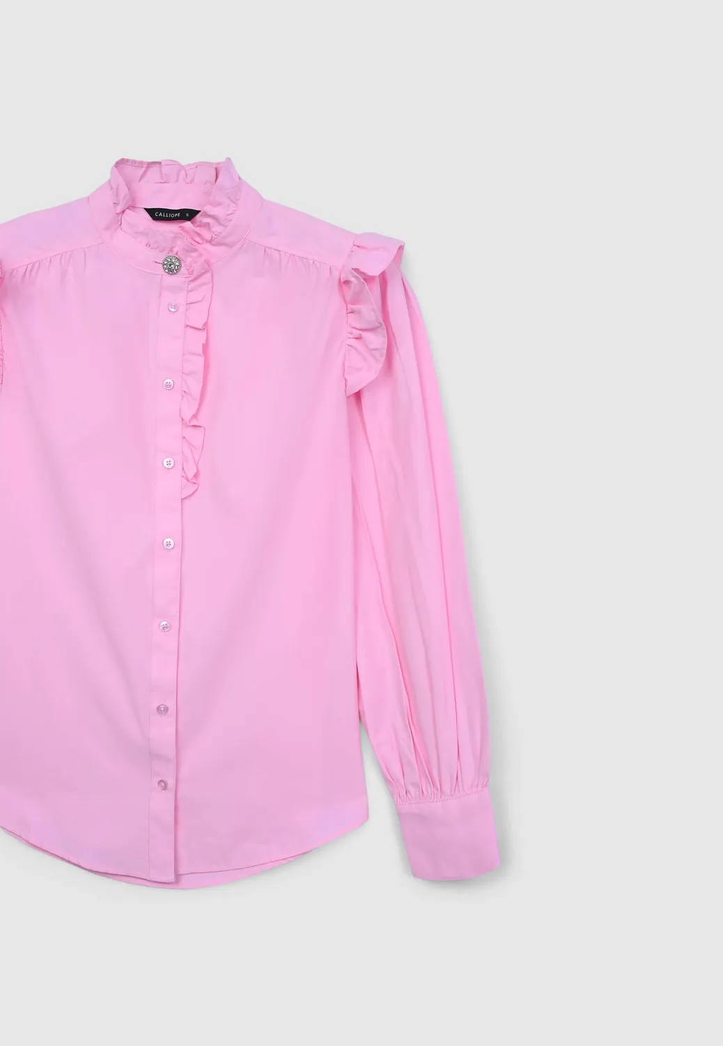Calliope chemise femme volants bouton bijou coton