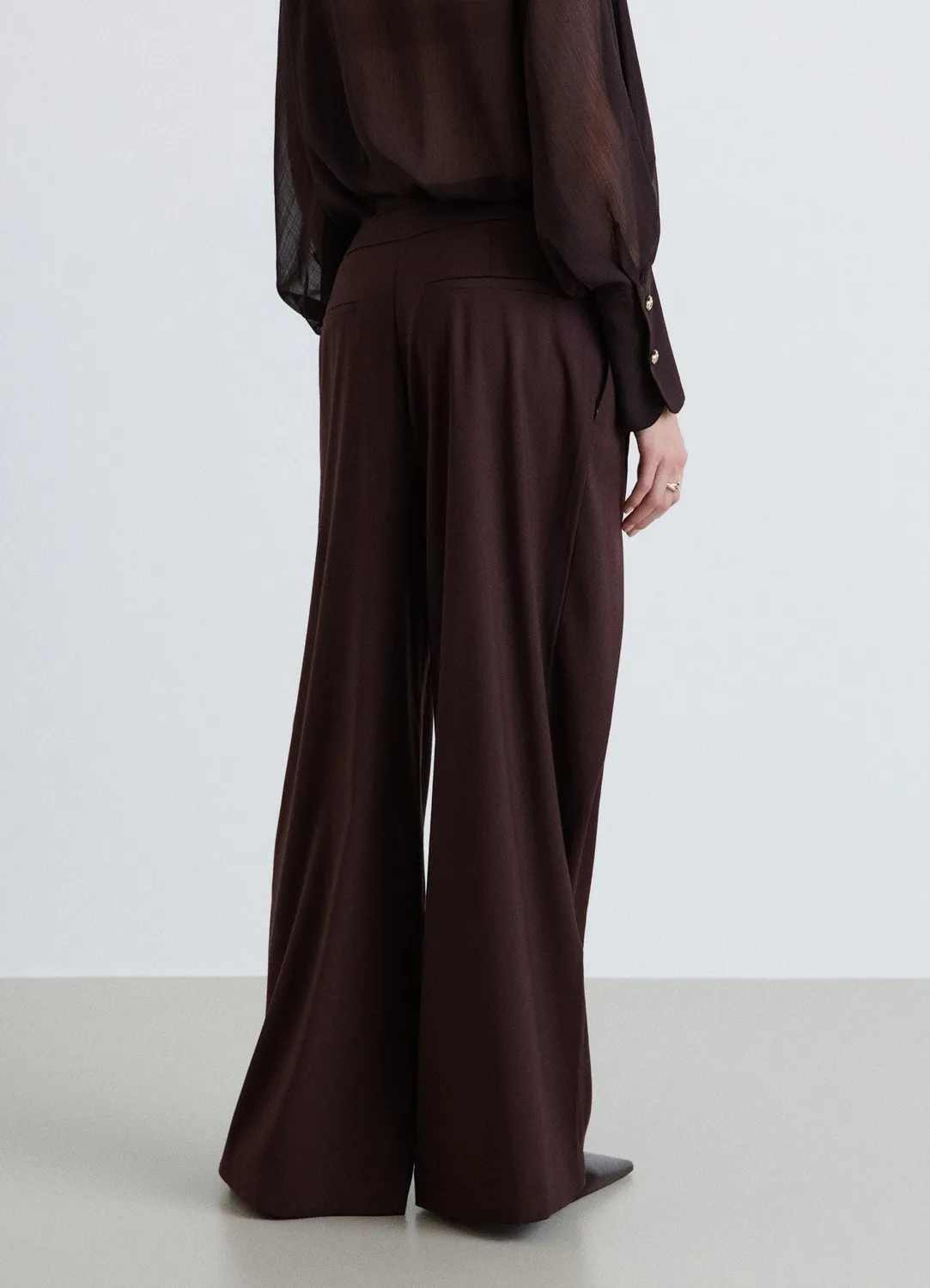 Calliope pantalon palazzo femme plis taille haute
