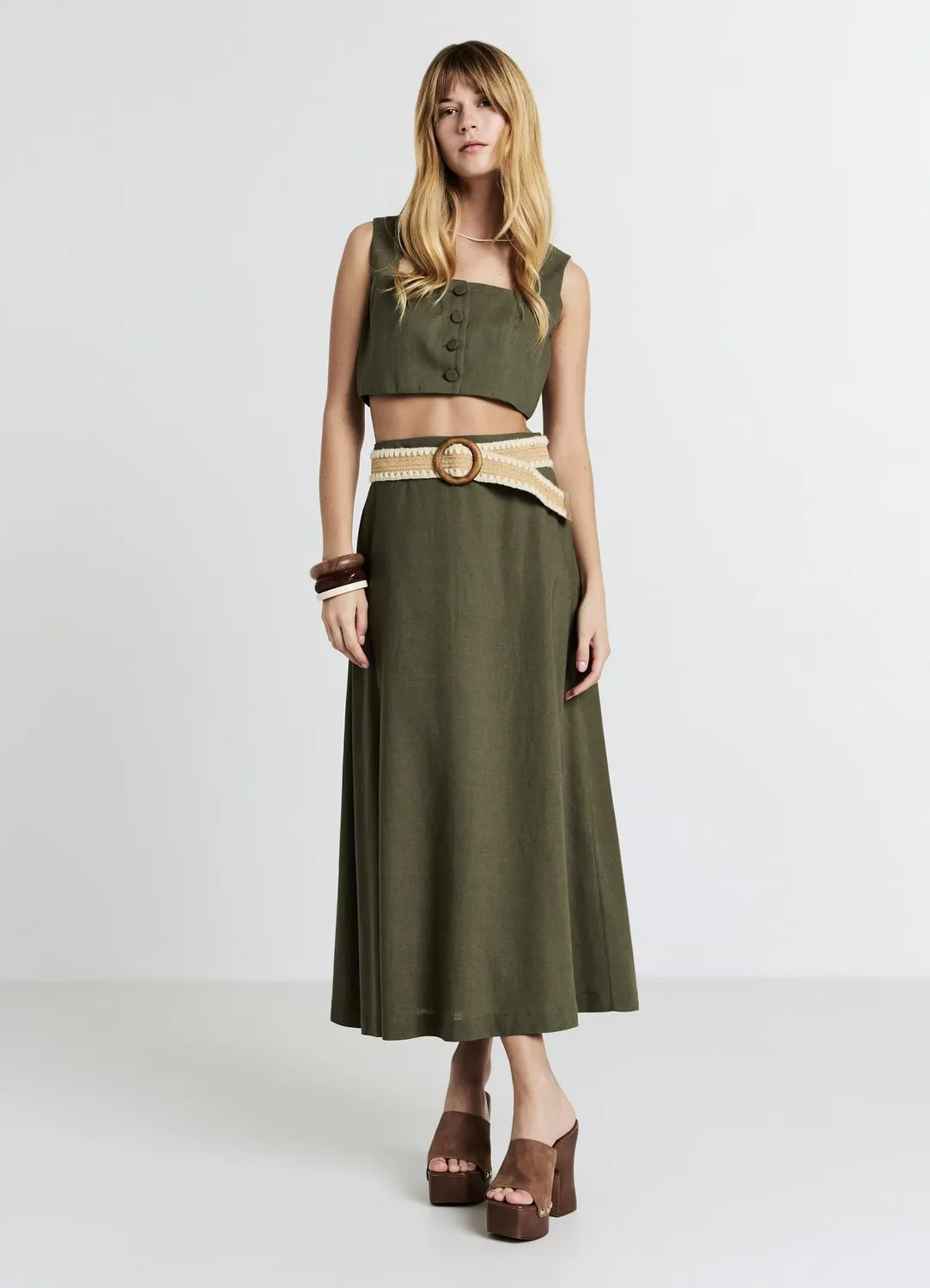 Calliope Top Court Boutons Top Femme Crop