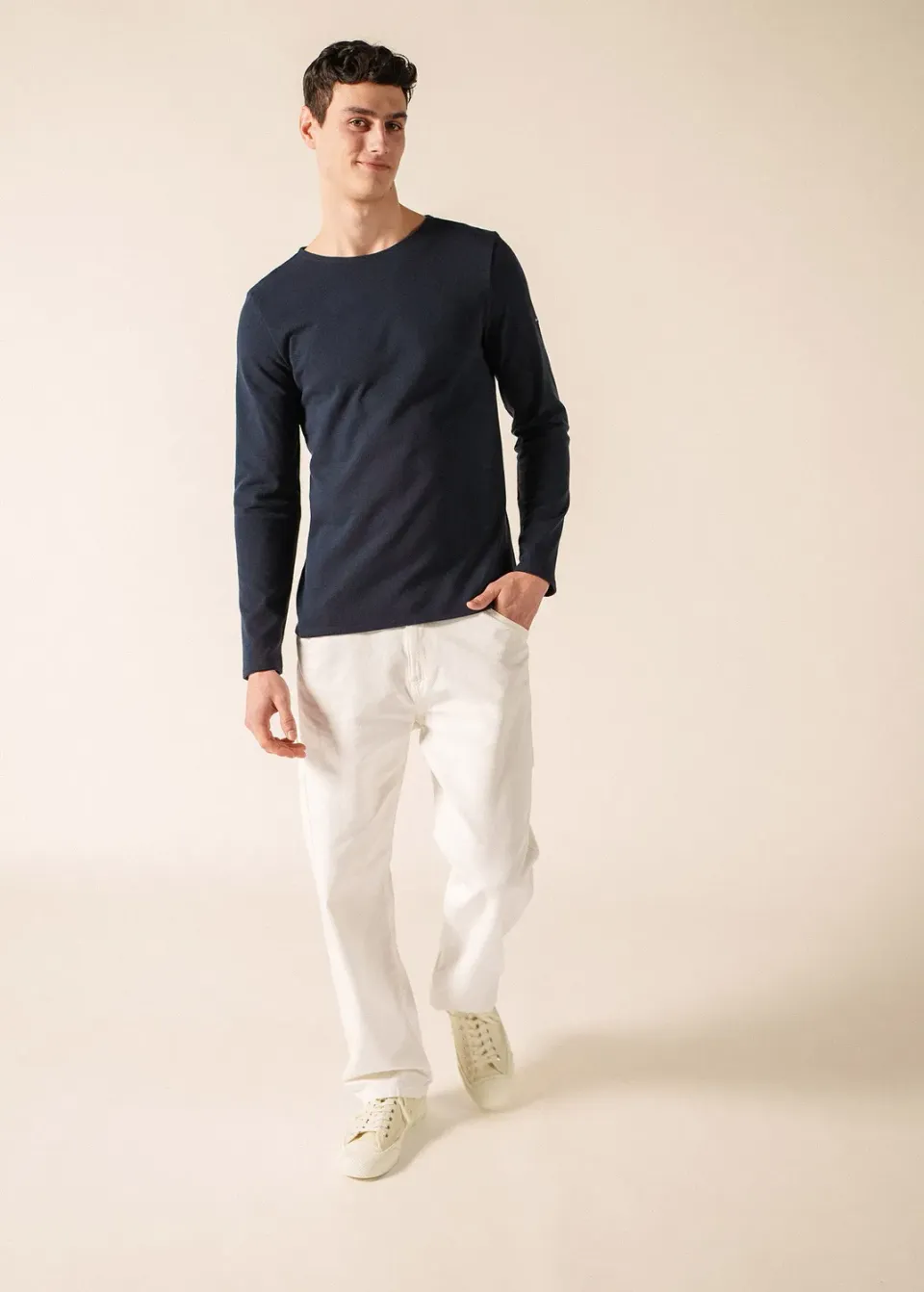 Saint James Méridien Coudières marinière navy/ecru coton lourd