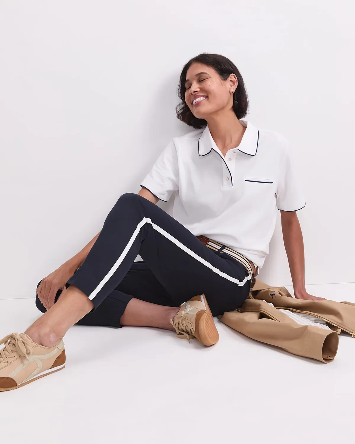 Sportscraft Evie pantalon capri coton rayure laterale