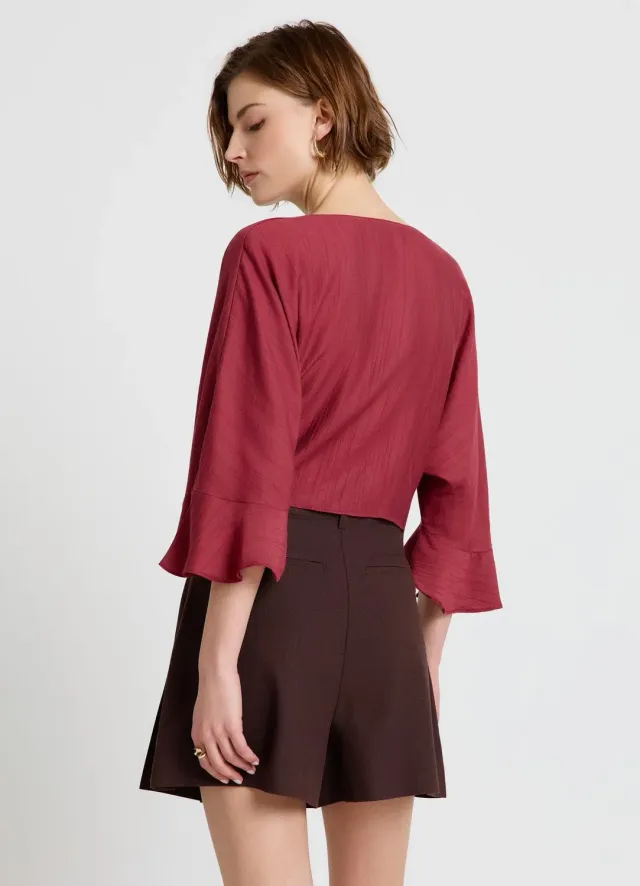 Calliope chemise femme nœud volants col V