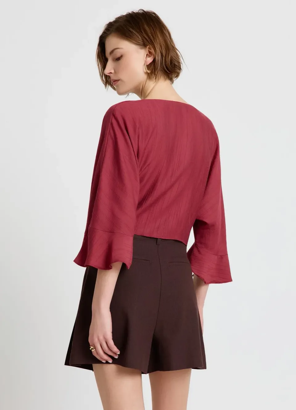 Calliope chemise femme nœud volants col V