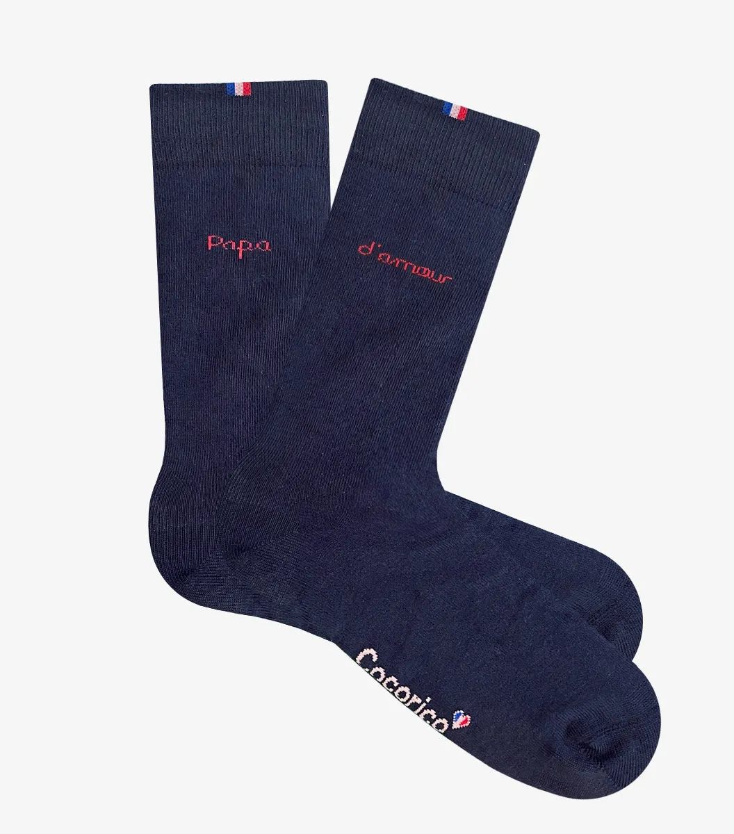 Cocorico Papa Amour chaussettes marine coton