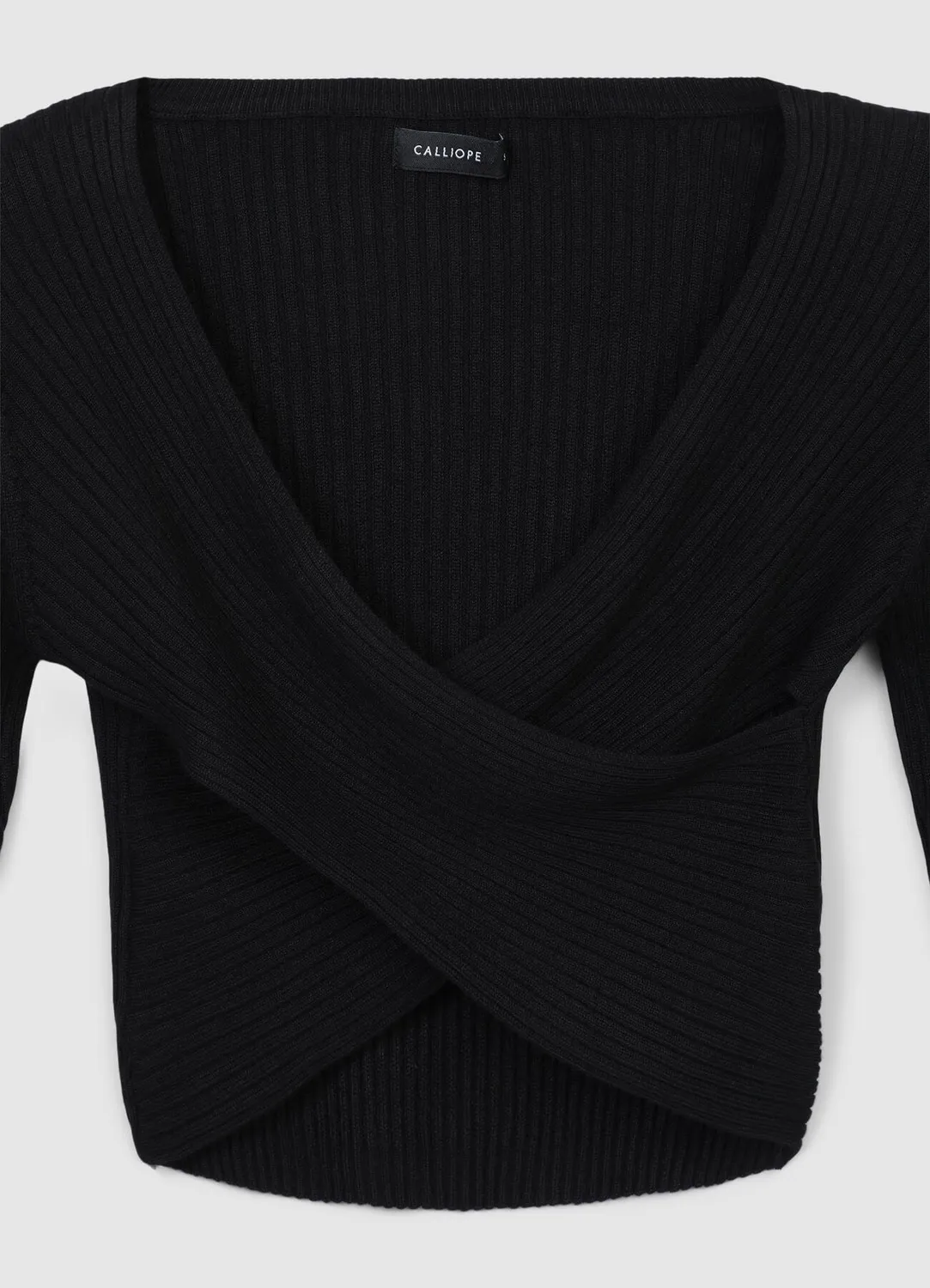 Calliope top croisé côtelé col V femme ajusté