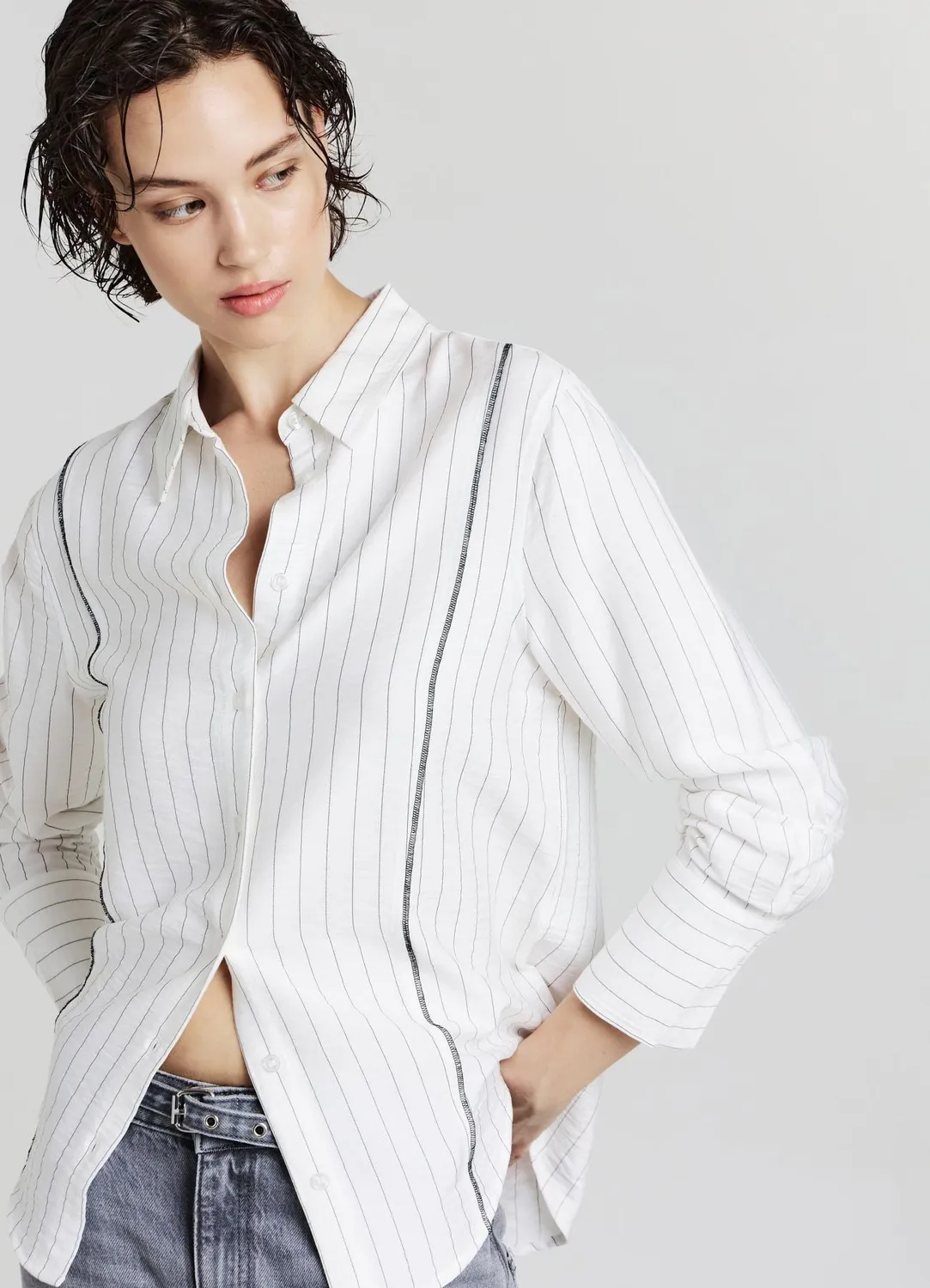 Calliope chemise manches longues rayures fines ample