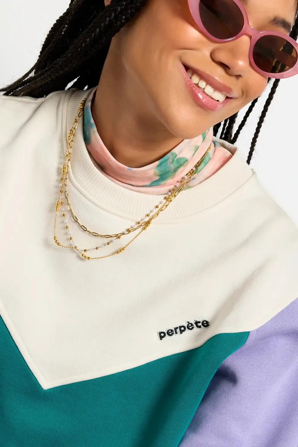 Perpète Max vert lilas sweat oversize bio