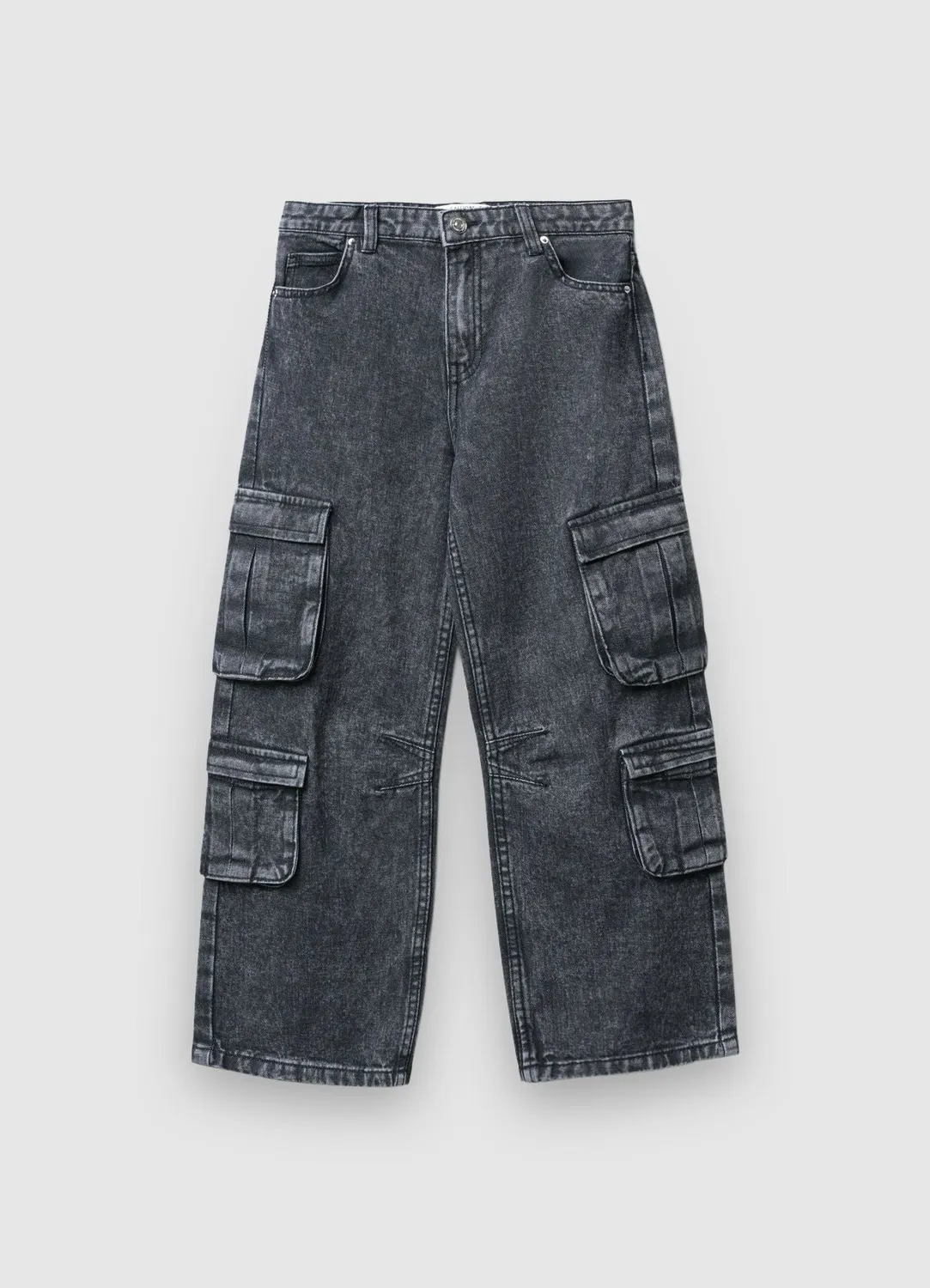 Calliope jean cargo acid wash fille coton